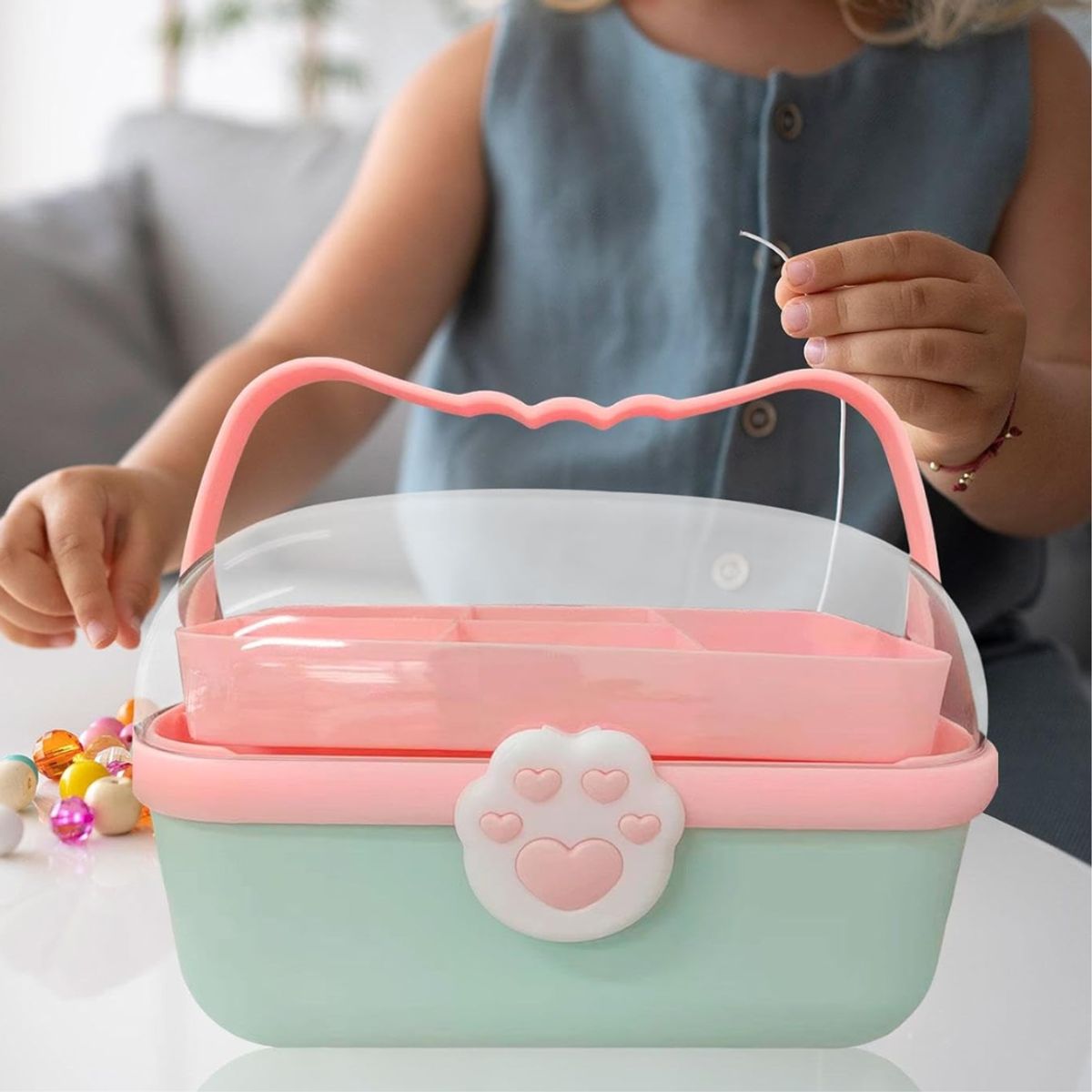 GENERICO - Caja Grande Organizadora Cosmetiquera Acrílico Kawai - Turquesa