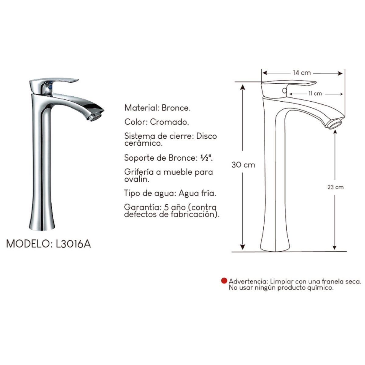 XM - Llave para Baño Bronce Cromado