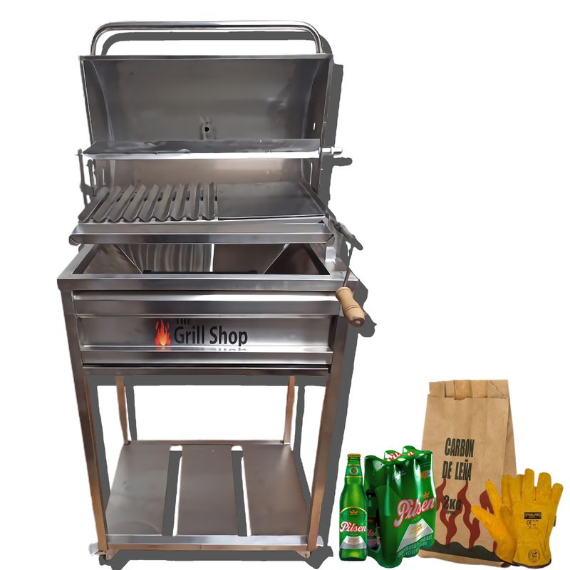 THE GRILL SHOP - Parrilla Mediana Con Tapa Full Acero Inoxidable Grill Shop