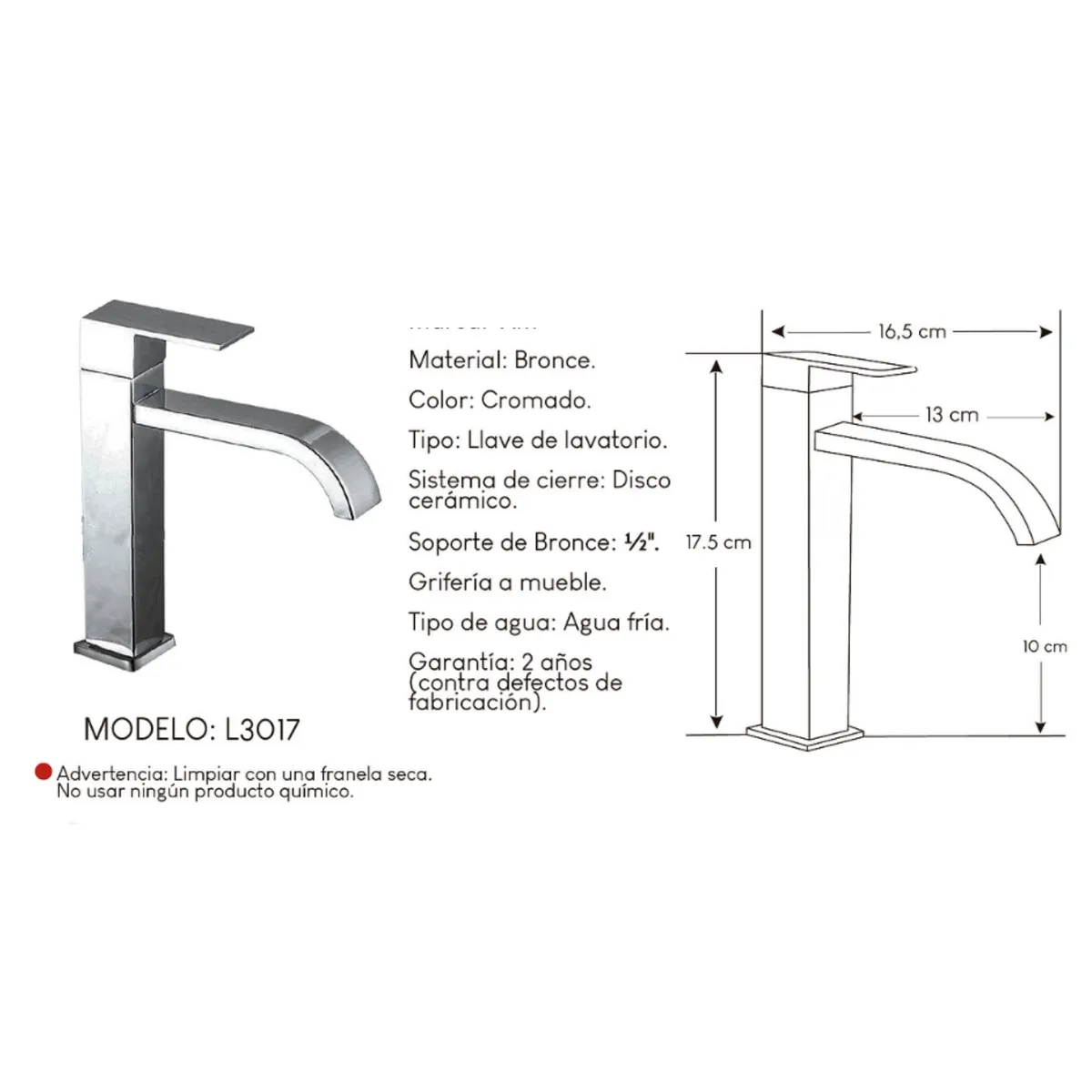GENERICO - Llave para Baño Bronce Cromado
