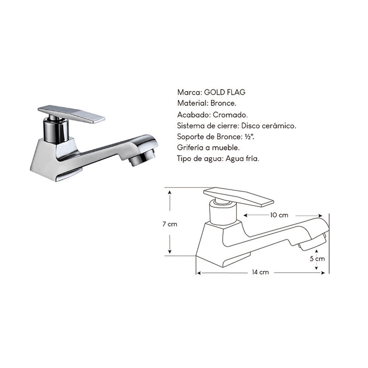 GENERICO - Llave para Baño Bronce Cromado