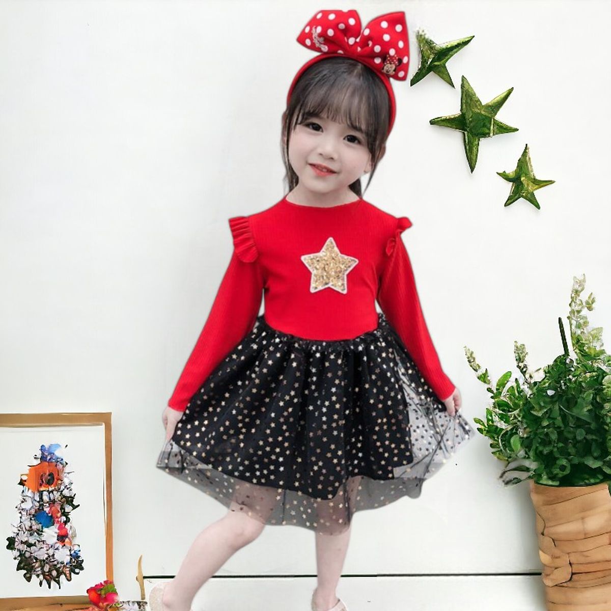 GENERICO - VESTIDO PARA NIÑA MODELO ESTRELLITA