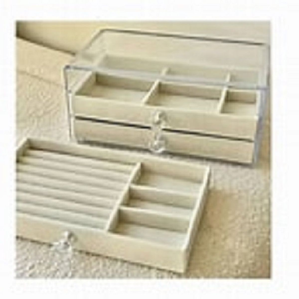 GENERICO - Joyero Organizador De Joyas Cofre Pulseras Relojes 3 Niveles Beige