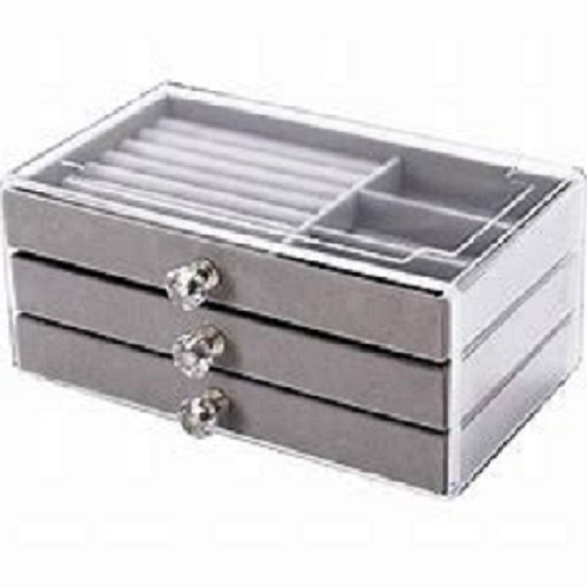 GENERICO - Joyero Organizador De Joyas Cofre Pulseras Relojes 3 Niveles Gris