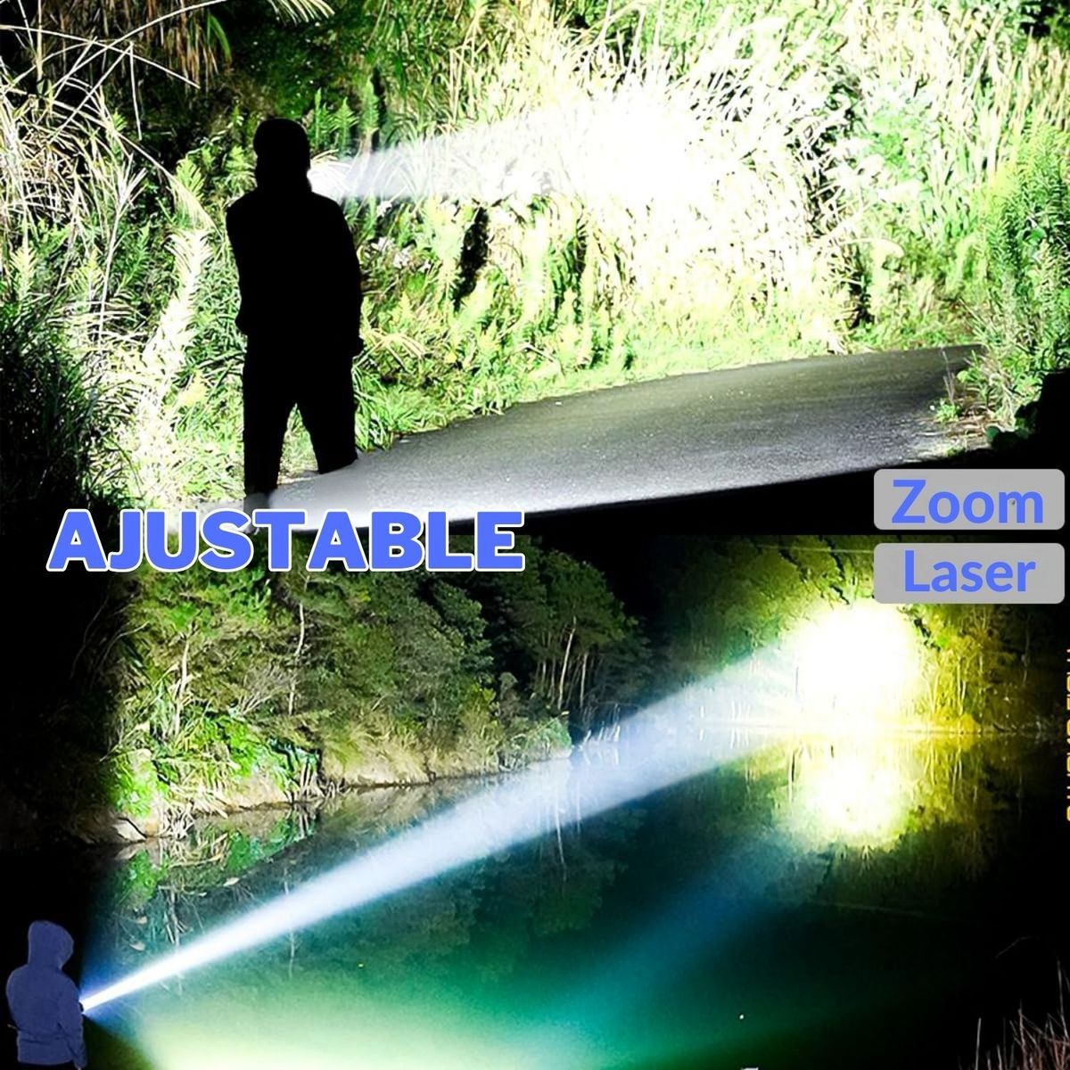 LINK - Linterna Recargable de Luz Fuerte 200M Potente USB Zoom Telescópico