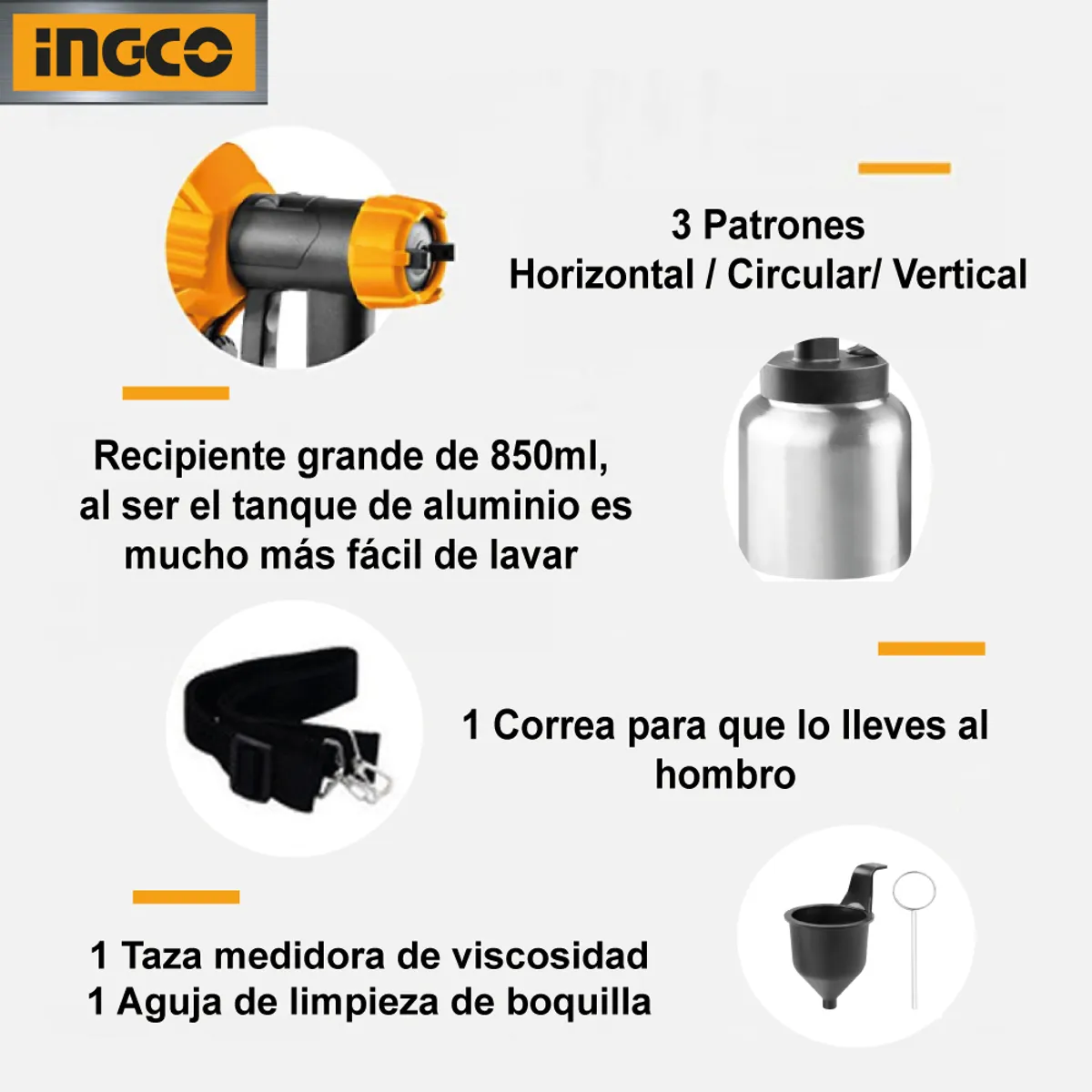 INGCO TOOLS - Pistola para Pintar Eléctrica INGCO 550W SPG5008-2