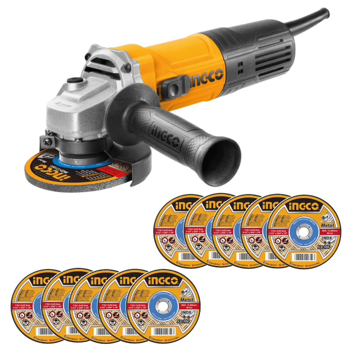 INGCO TOOLS - Amoladora Angular INGCO 4 1/2" 750W  + 10 Discos AG75028