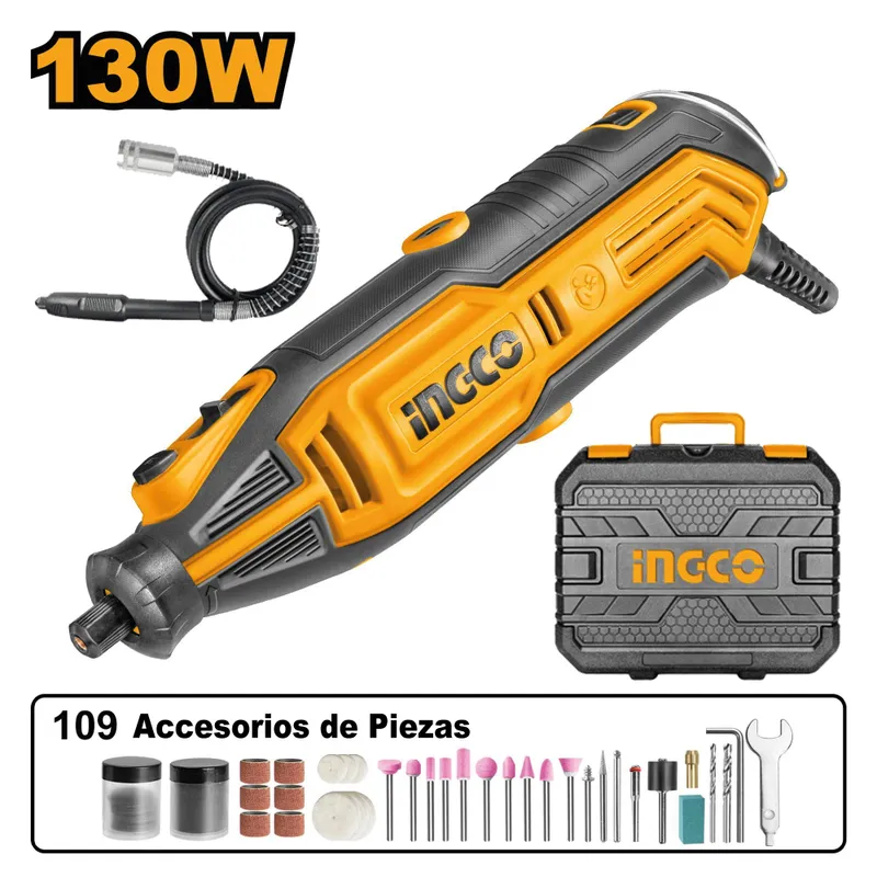 INGCO TOOLS - Mini Rectificadora INGCO 130W + Kit 109 Piezas MG13328