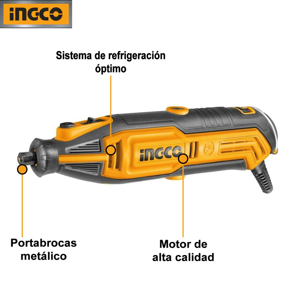 INGCO TOOLS - Mini Rectificadora INGCO 130W + Kit 109 Piezas MG13328