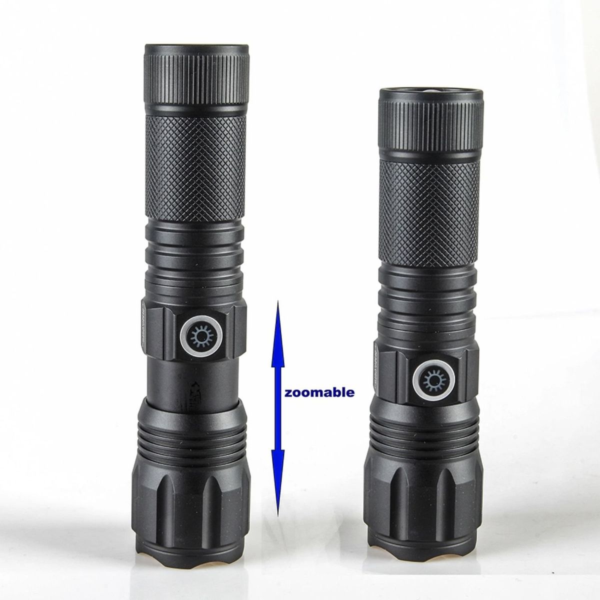 CAFINI - Linterna led recargable Zoom telescopico de bolsillo