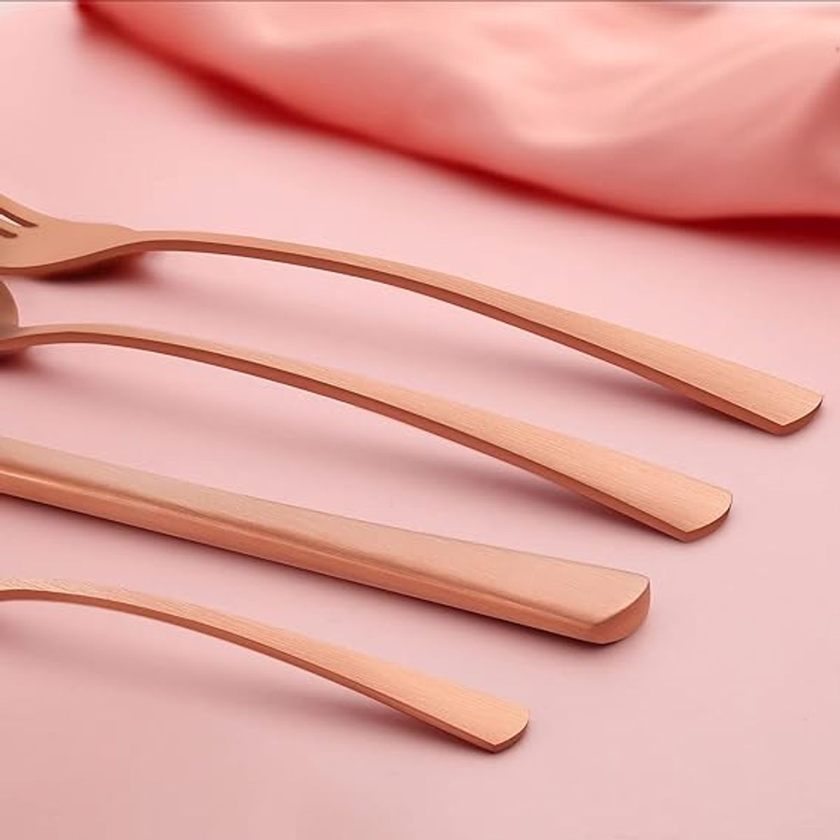 GENERICO - Juego de cubiertos gold rose acero inoxidable de 16 piezas