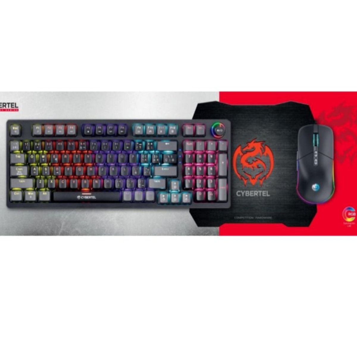 CYBERTEL - Kit Mecánico Striker Teclado Gamer +Mouse+Pad mouse Gt1802 Cybertel