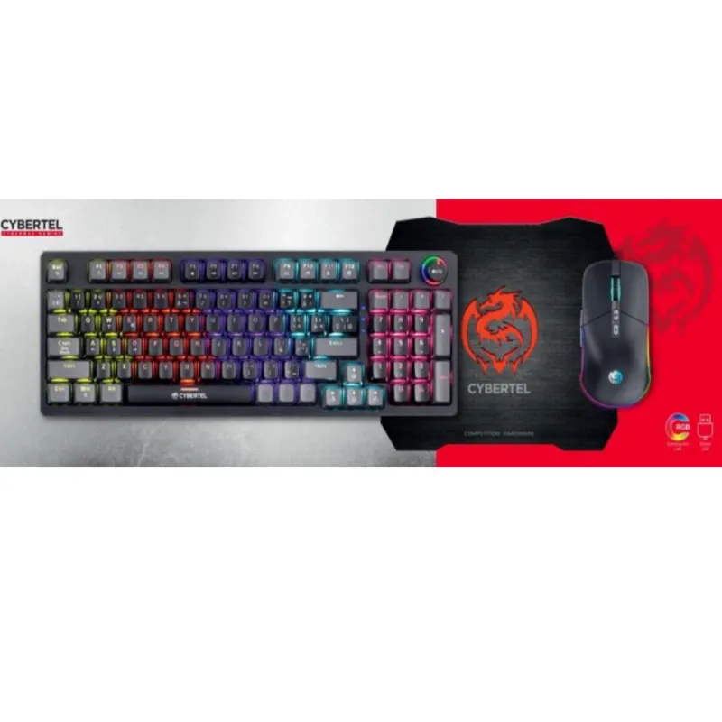 CYBERTEL - Kit Mecánico Striker Teclado Gamer +Mouse+Pad mouse Gt1802 Cybertel
