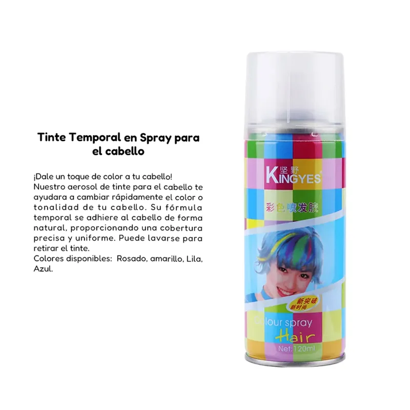 GENERICO - Tinte Temporal En Spray Para El Cabello Lavable Rosado