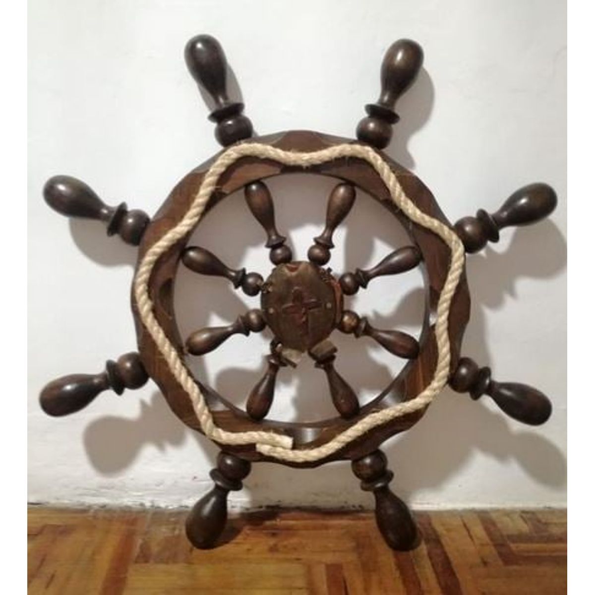 GENERICO - Timón De Barco Decorativo En Madera Grande 100x100cm