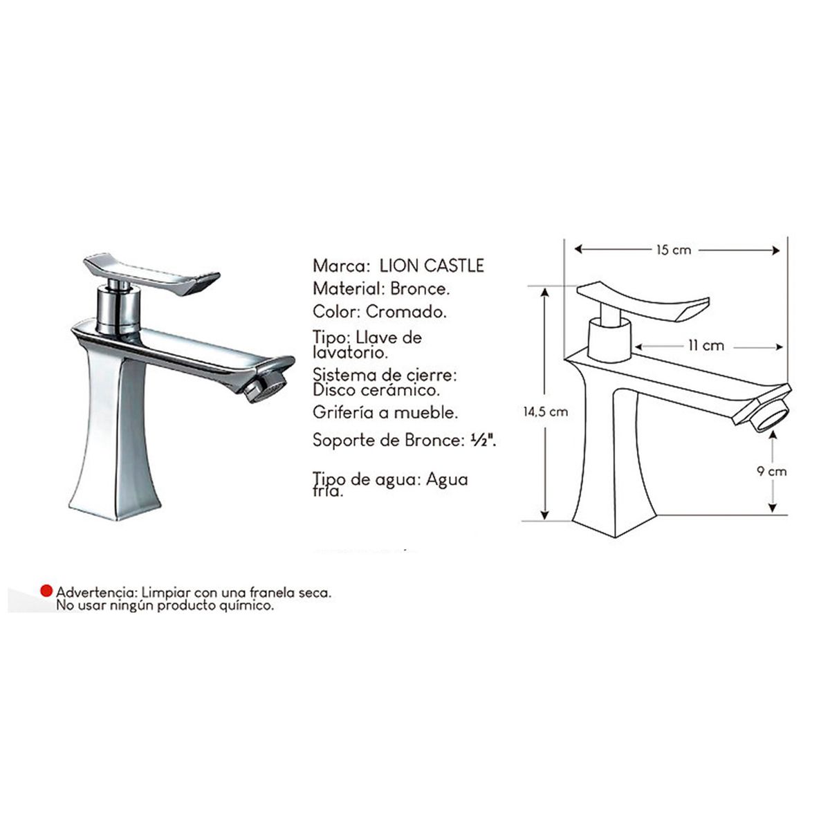 GENERICO - Llave para Baño Bronce Cromado