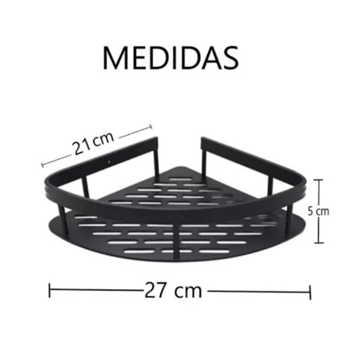 GENERICO - Kit 2 Repisas Esquinero De Aluminio Para Baño - Negro