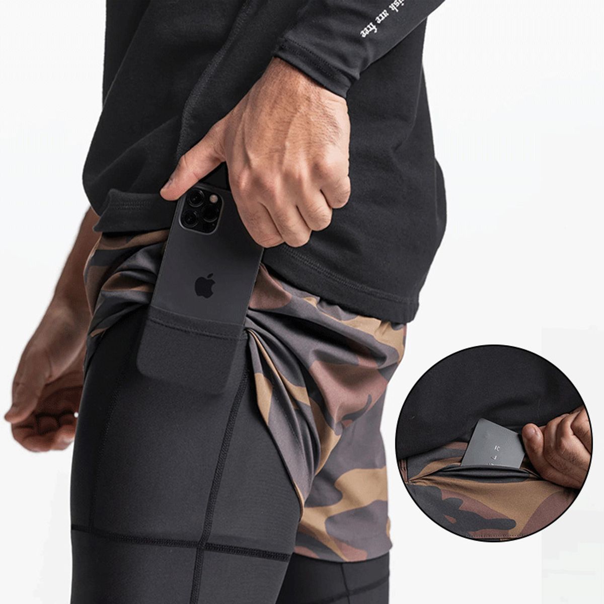 GENERICO - Short deportivo de hombre ASRU con licra incorporada -Short gym