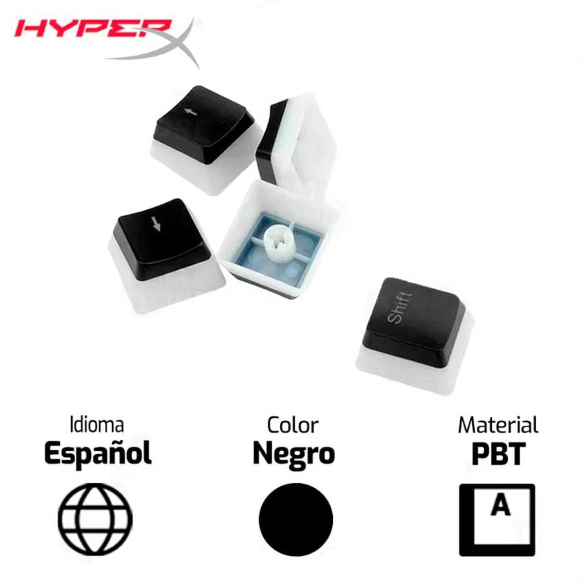 HYPERX - Keycaps HYPERX Pudding Negro Latam Pudding