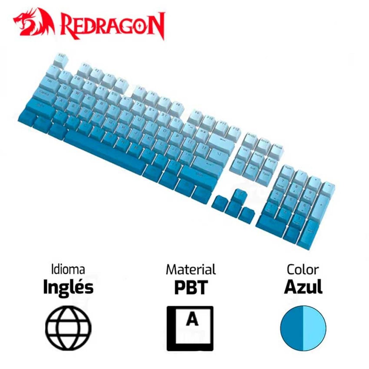 REDRAGON - Keycaps REDRAGON GRADIENT PBT SP A134 Ingles Azul
