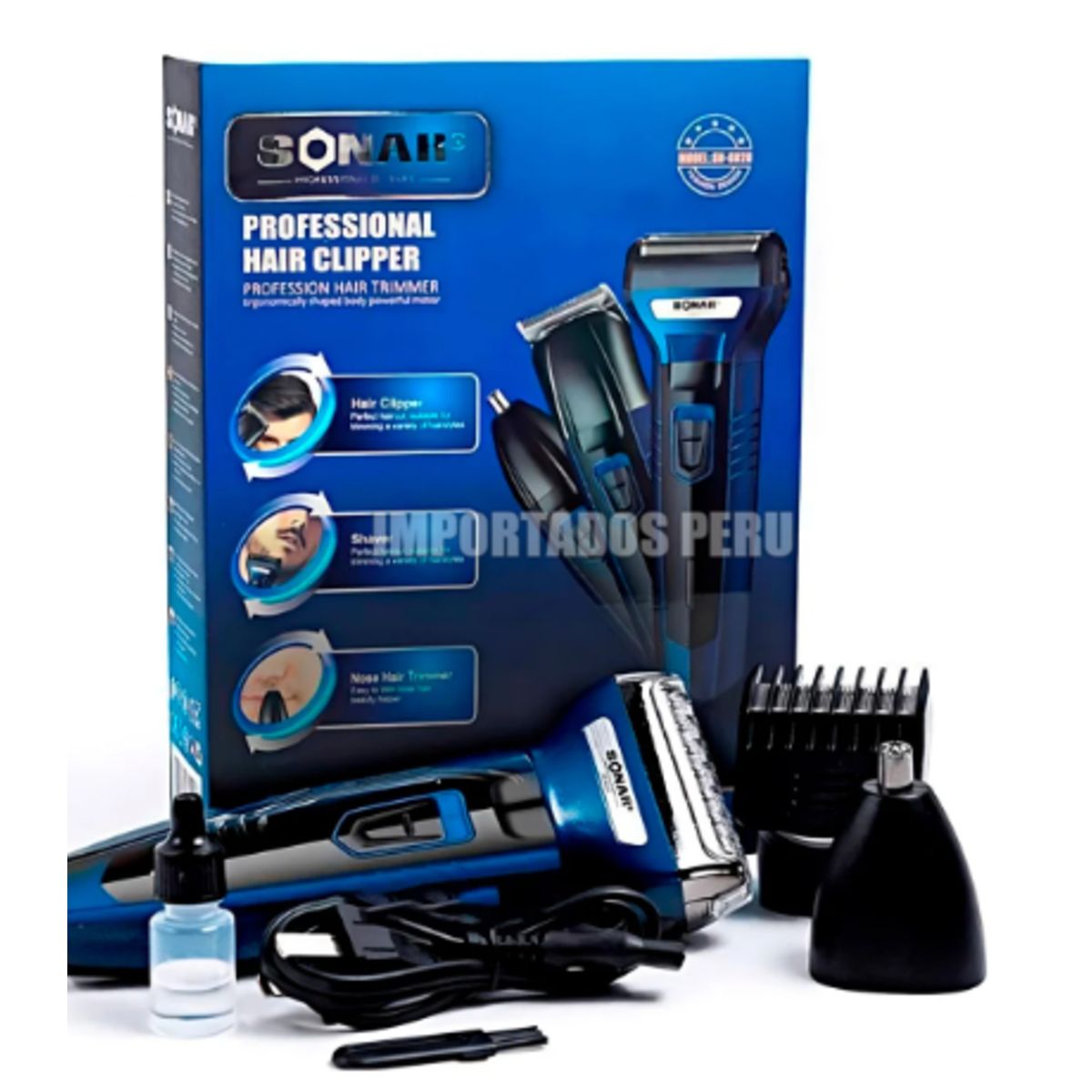 SONAR - Máquina de Afeitar Inalámbrica 3 en 1 para Nariz Barba y Cabello SONAR