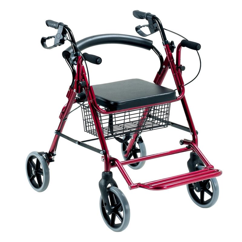 FIRST CARE - Andador 4 Ruedas Canasto Asiento y Reposapiés