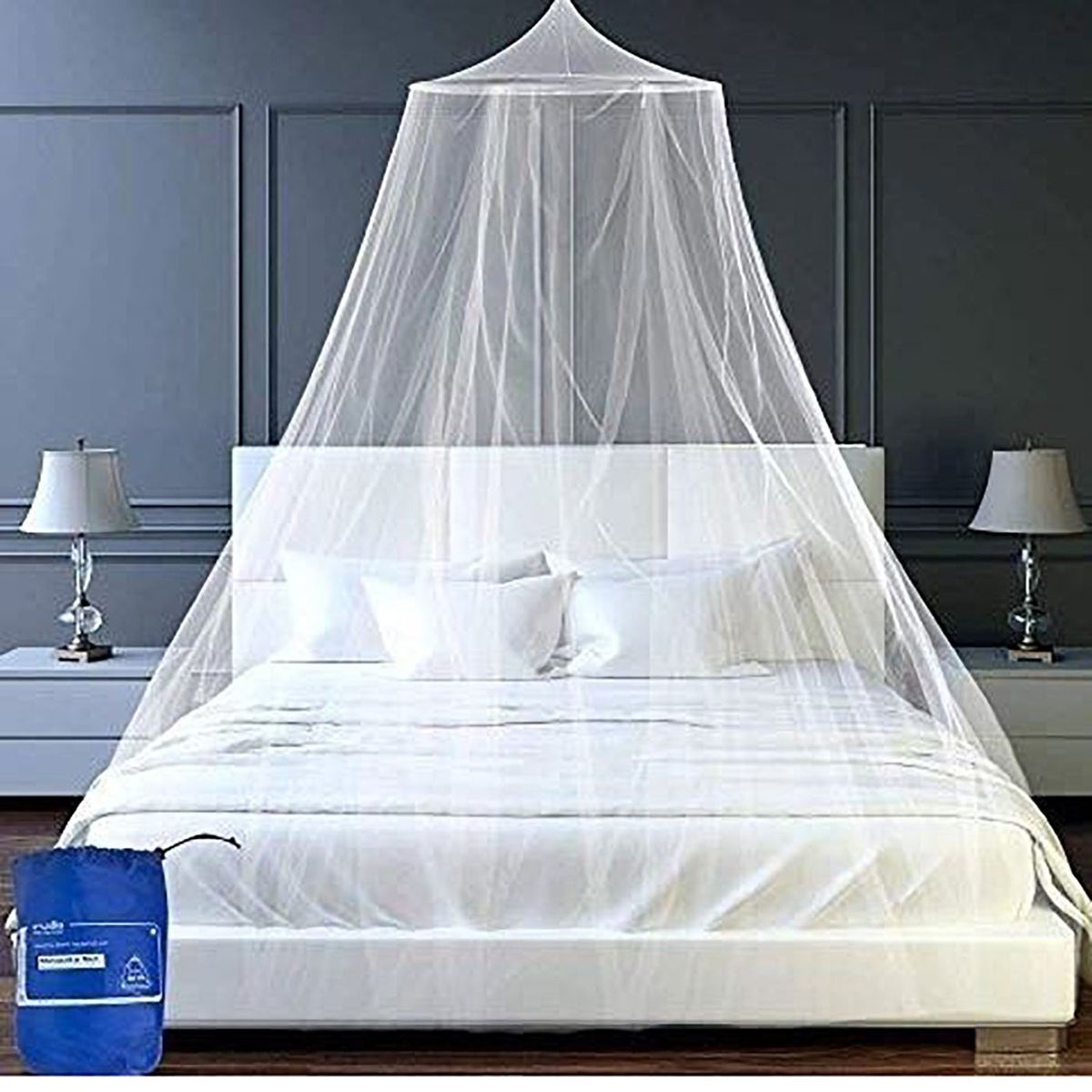 GENERICO - Mosquitero redondo 2 plazas en blanco malla resistente