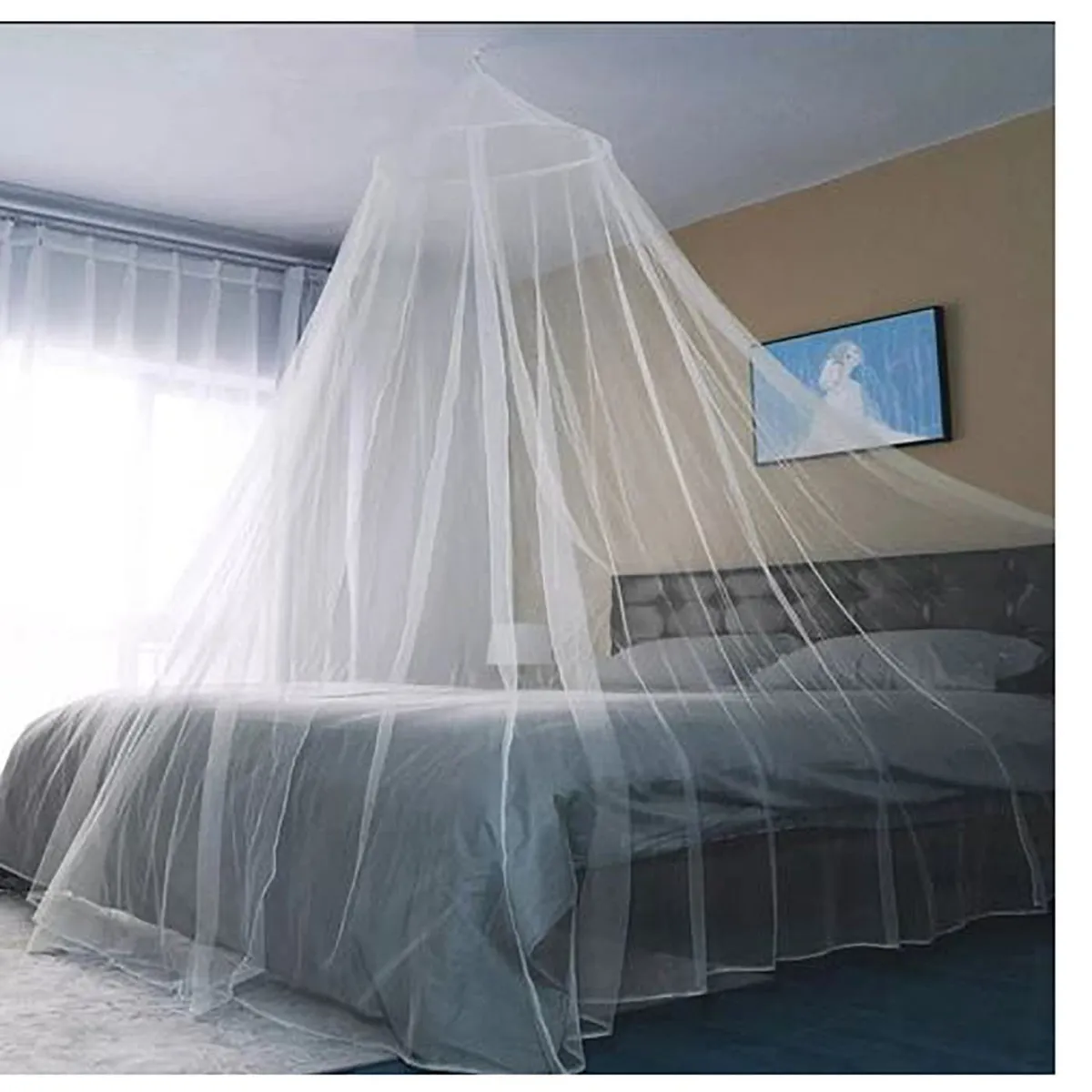 GENERICO - Mosquitero redondo 2 plazas en blanco malla resistente