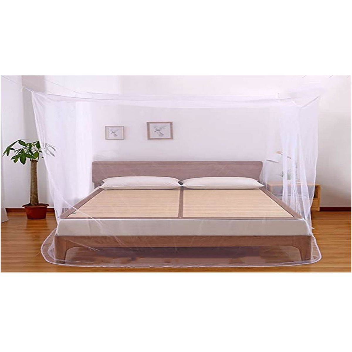 GENERICO - Mosquitero cuadrado 2 plazas y media  en blanco malla resistente