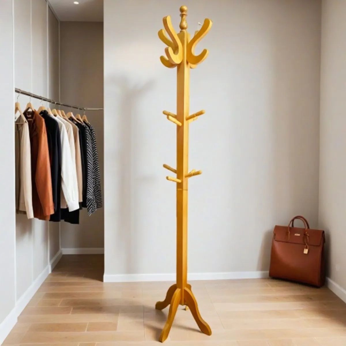 START FG - Perchero colgador de pie en madera natural