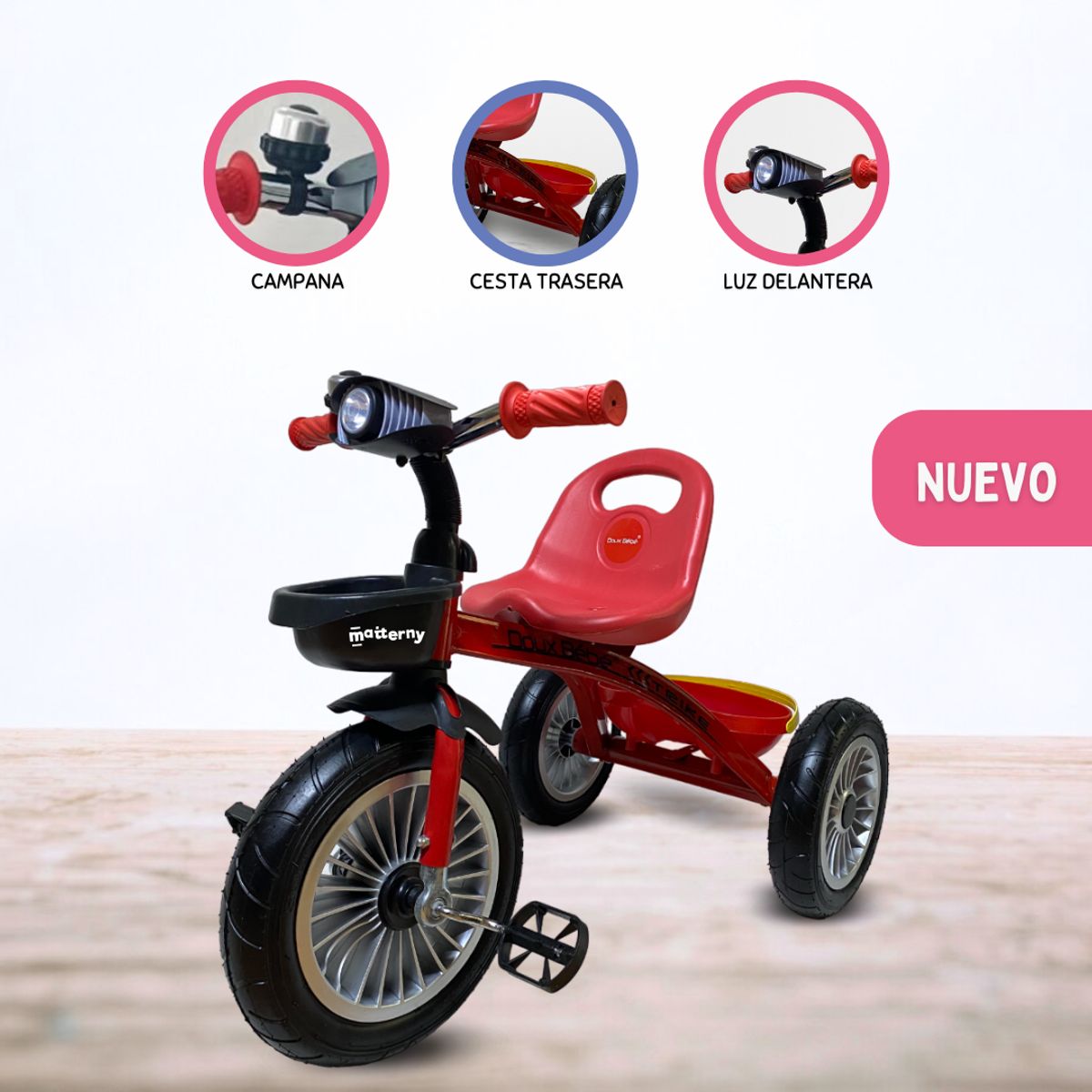 DOUX BEBE - Triciclo Chavo para Niños DOUX BEBE «TRIKE II» Red