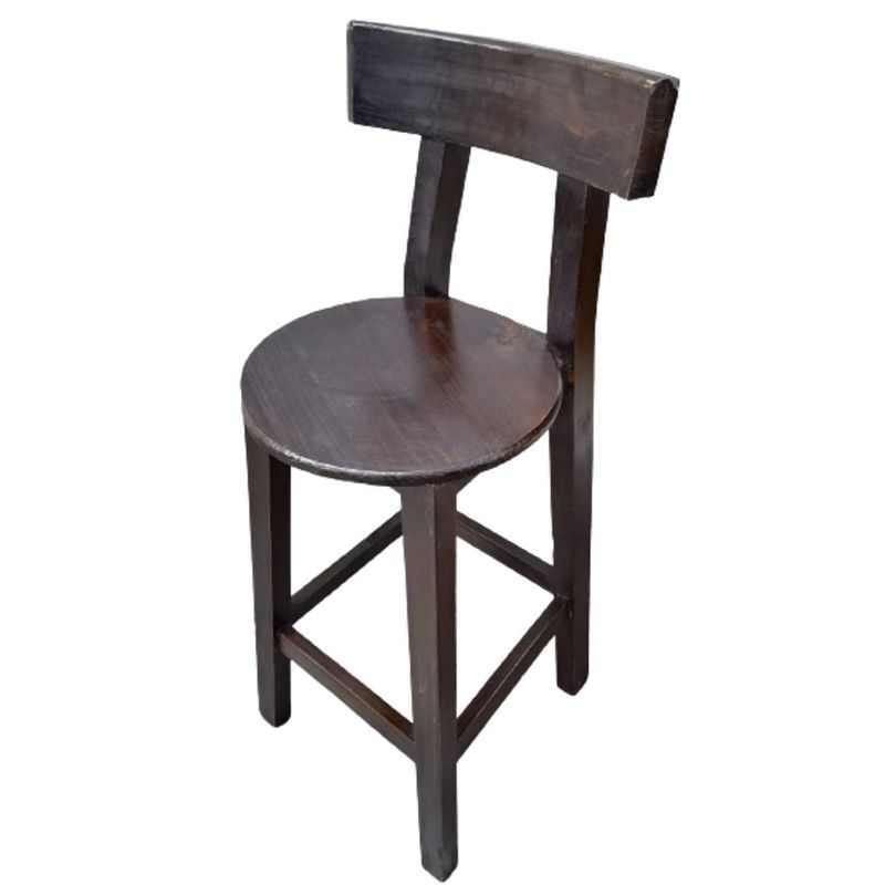 GENERICO - Silla  Bar  Alta en madera  en marron rustico