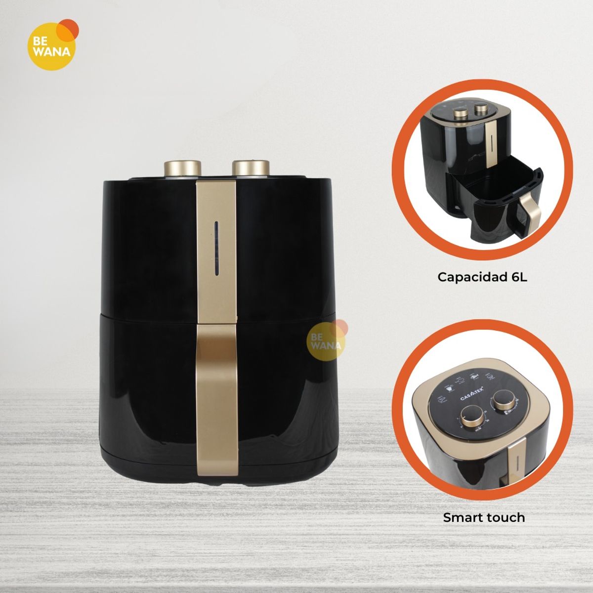 CASATEX - Freidora Aire Airfryer Manual Extra large Capacity 6 Litros Sin Aceite