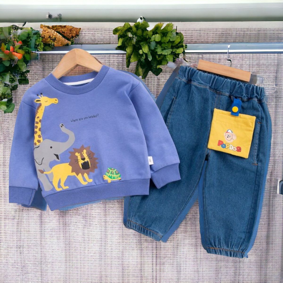 GENERICO - ROPA DE NIÑO  SAFARI  2 SETS - POLERA Y PANTALON