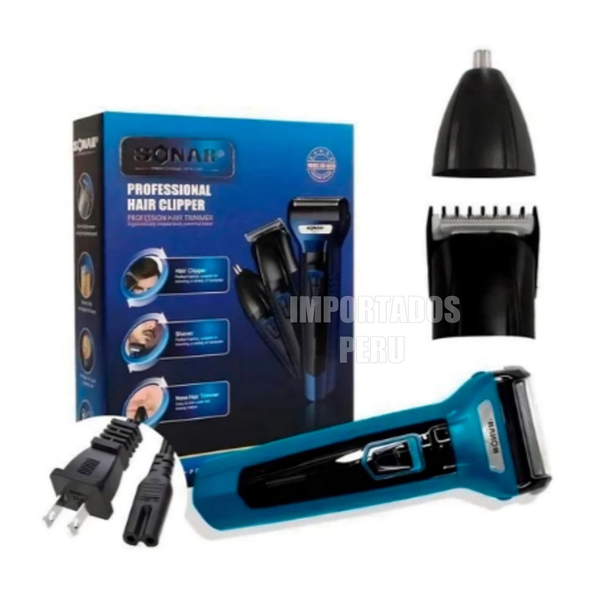 SONAR - Máquina de Afeitar Inalámbrica 3 en 1 para Nariz Barba y Cabello SONAR