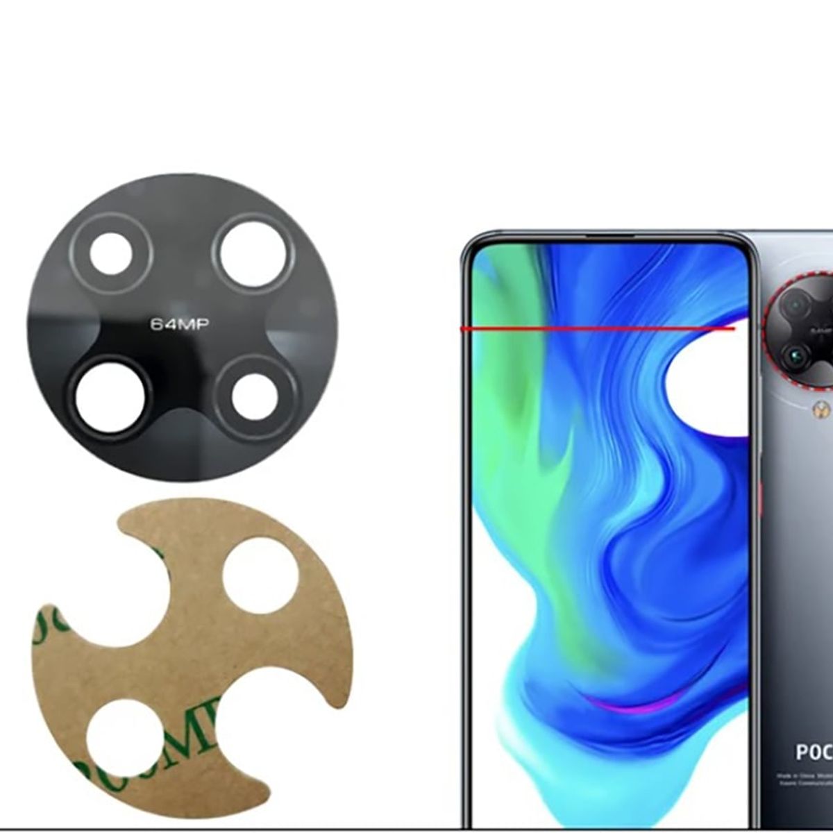 GENERICO - Repuesto lente Vidrio de cámara Pocophone F2 Pro