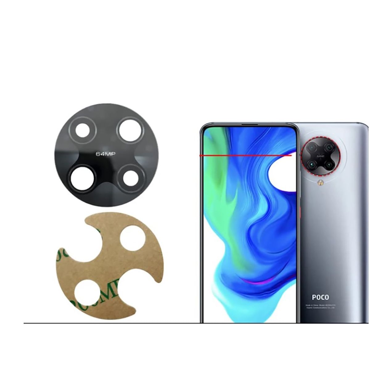 GENERICO - Repuesto lente Vidrio de cámara Pocophone F2 Pro