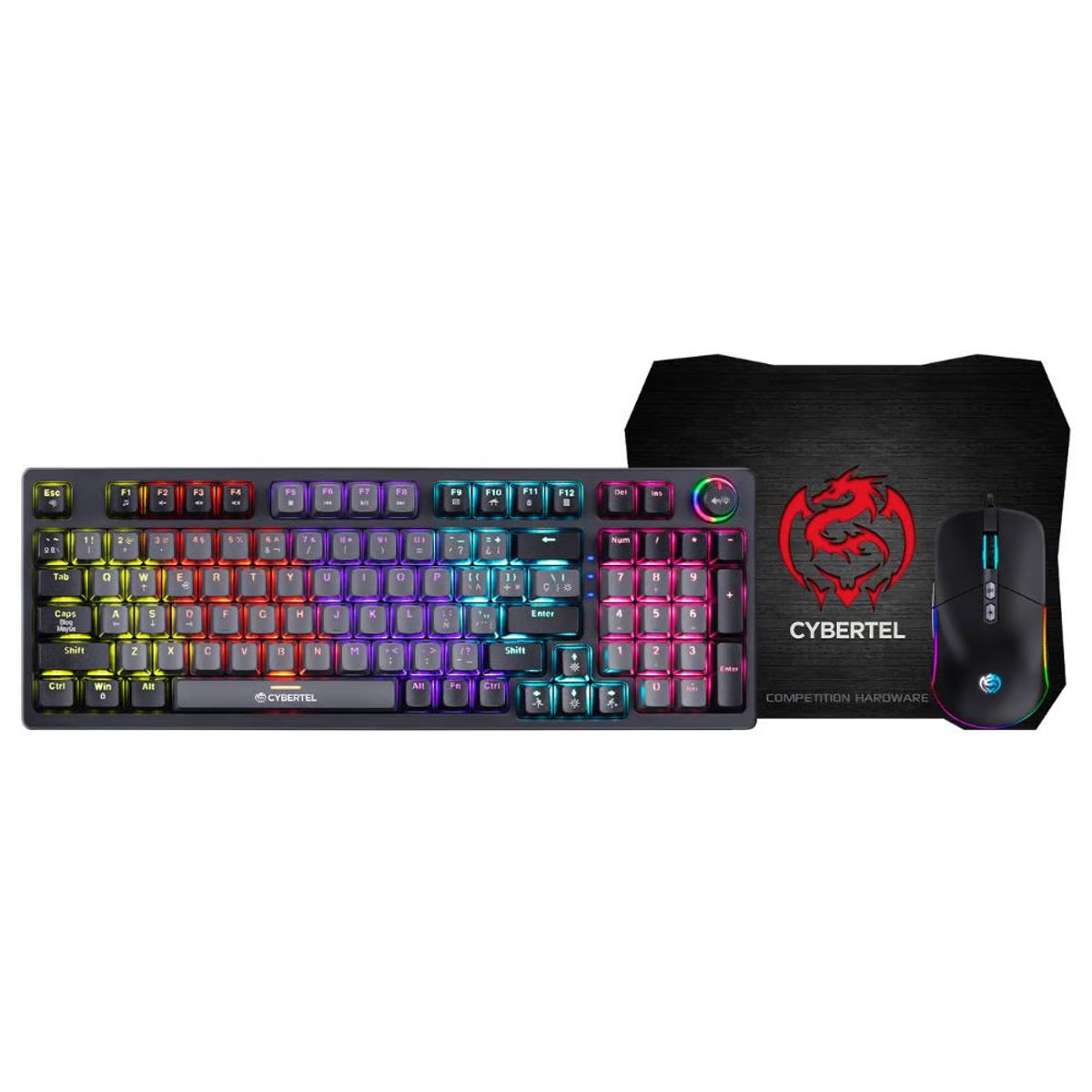 CYBERTEL - KIT GAMER TECLADO MECANICO SWITCH AZUL + MOUSE 7200 DPI RGB CYBERTEL