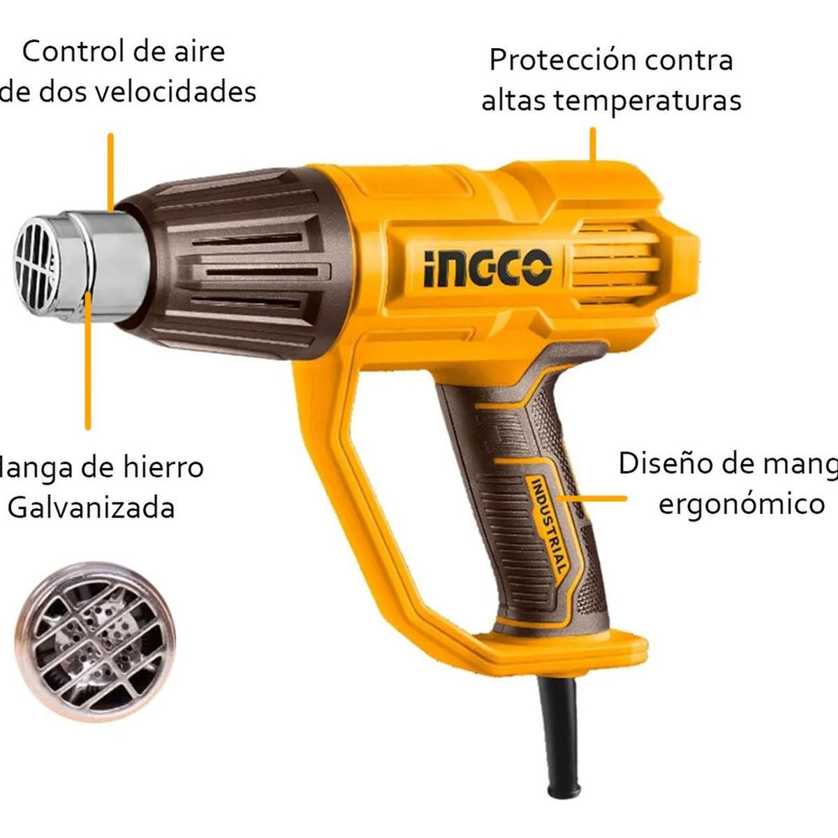 INGCO TOOLS - Pistola De Calor Profesional INGCO 2000W Temperaturas + Boquillas