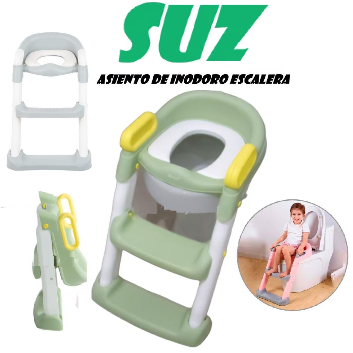 EBABY - Asiento de Bebe de Baño para Niños con Escalera