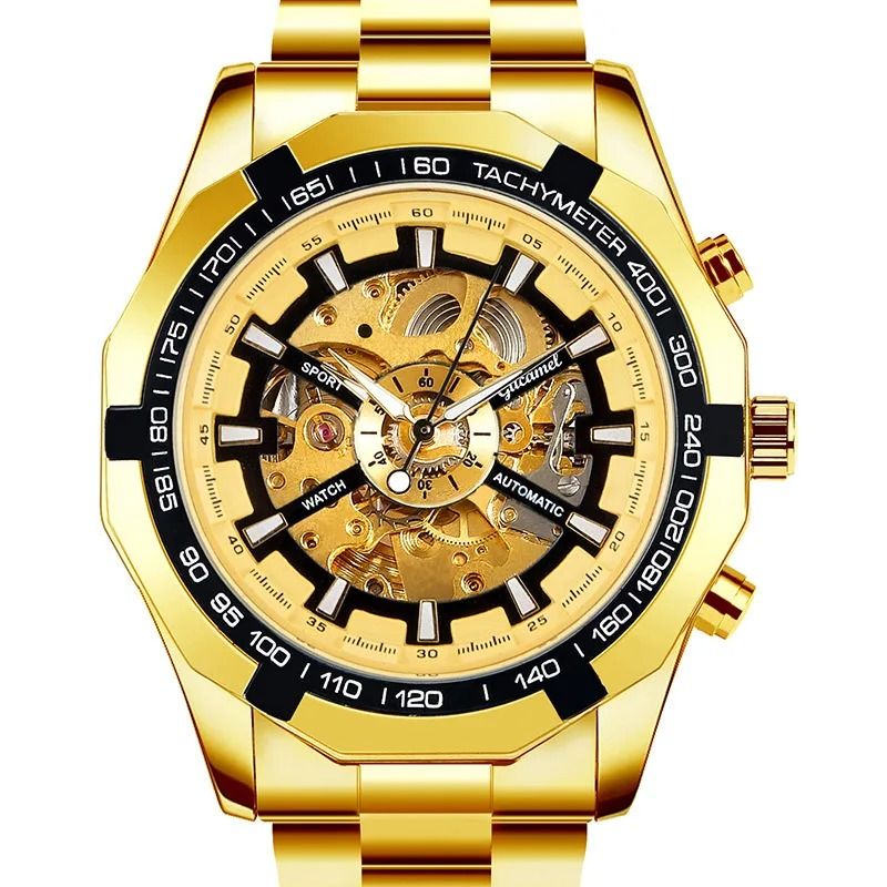 FORSINING - Reloj automático FORSINING automático en acero inoxidable dorado f01_.