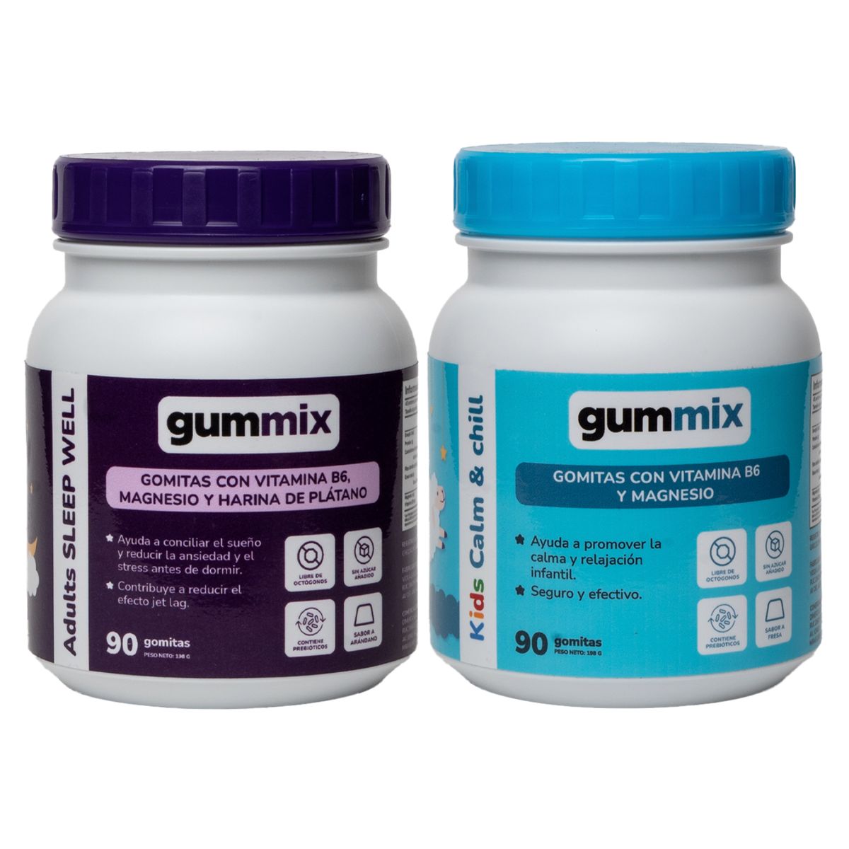 GUMMIX - Pack Sleep Well Adultos + Calm y Chill Niños Gummix 90 Und