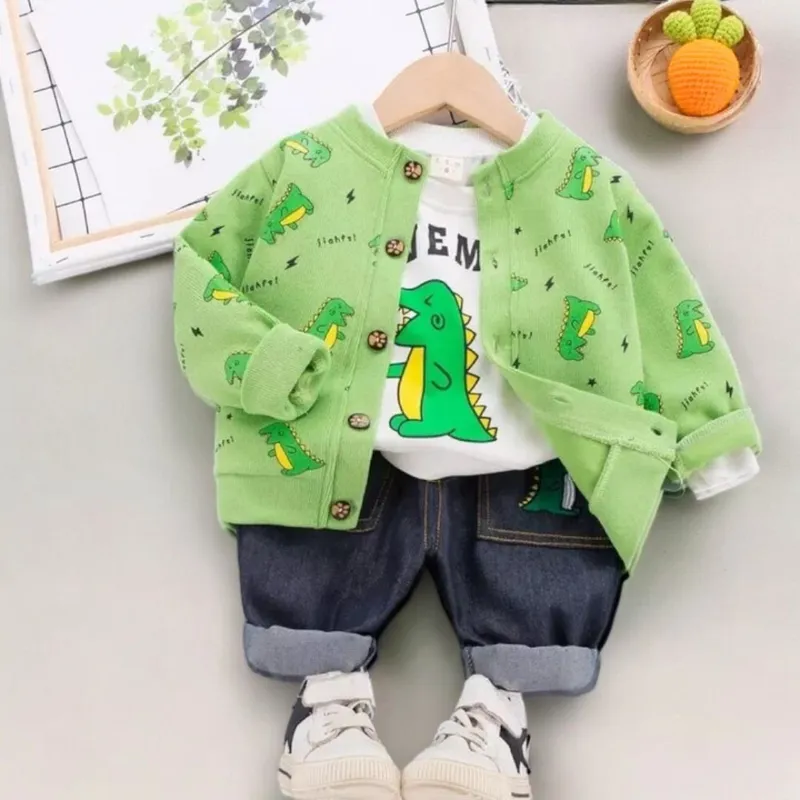 GENERICO - ROPA DE NIÑO BEBE  MODELO DINOSAURIO - SET DE 3 PIEZAS