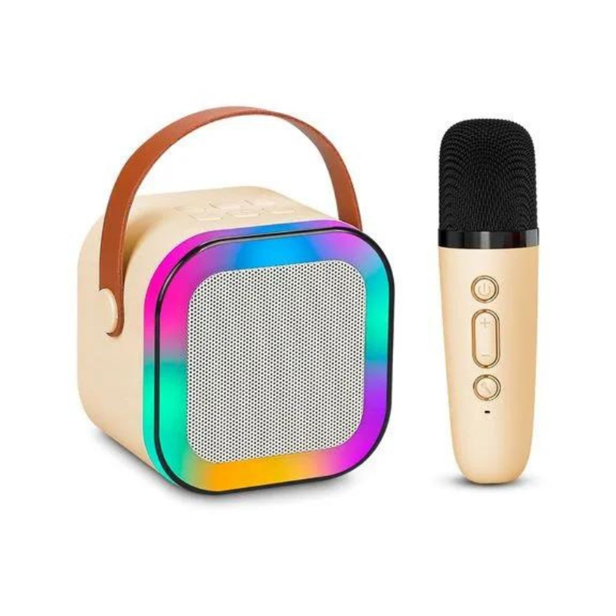 GENERICO - Altavoz inalámbrico para karaoke con Micrófono Bluetooth Beige