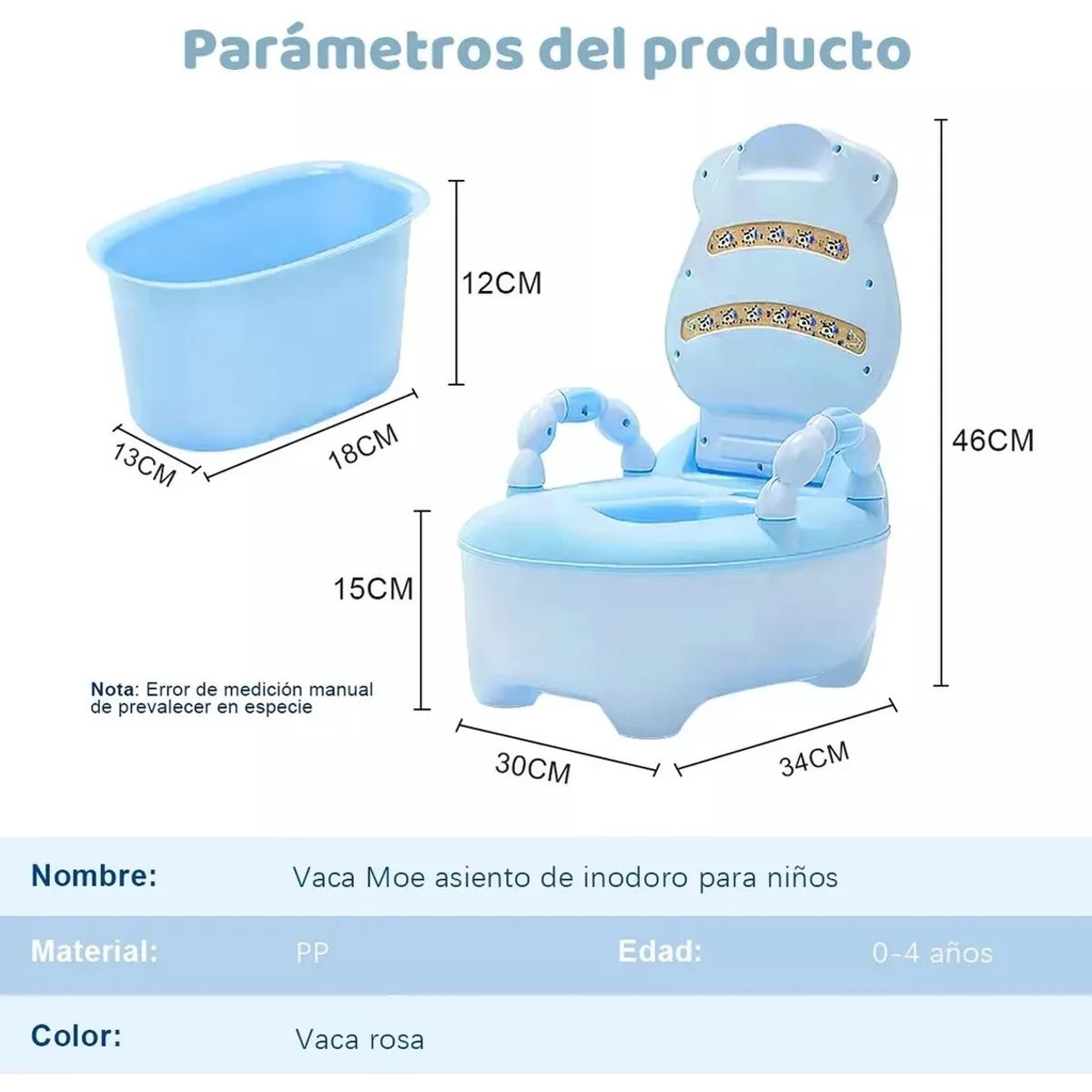 GENERICO - Bacín de Entrenamiento para Bebé Niños Vaquita Verde