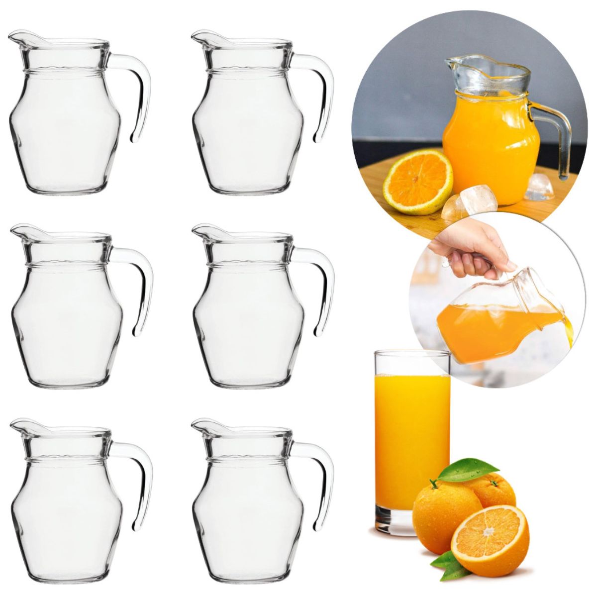 INSPIRA MARKET - Mini jarras de vidrio 600ml Set x6