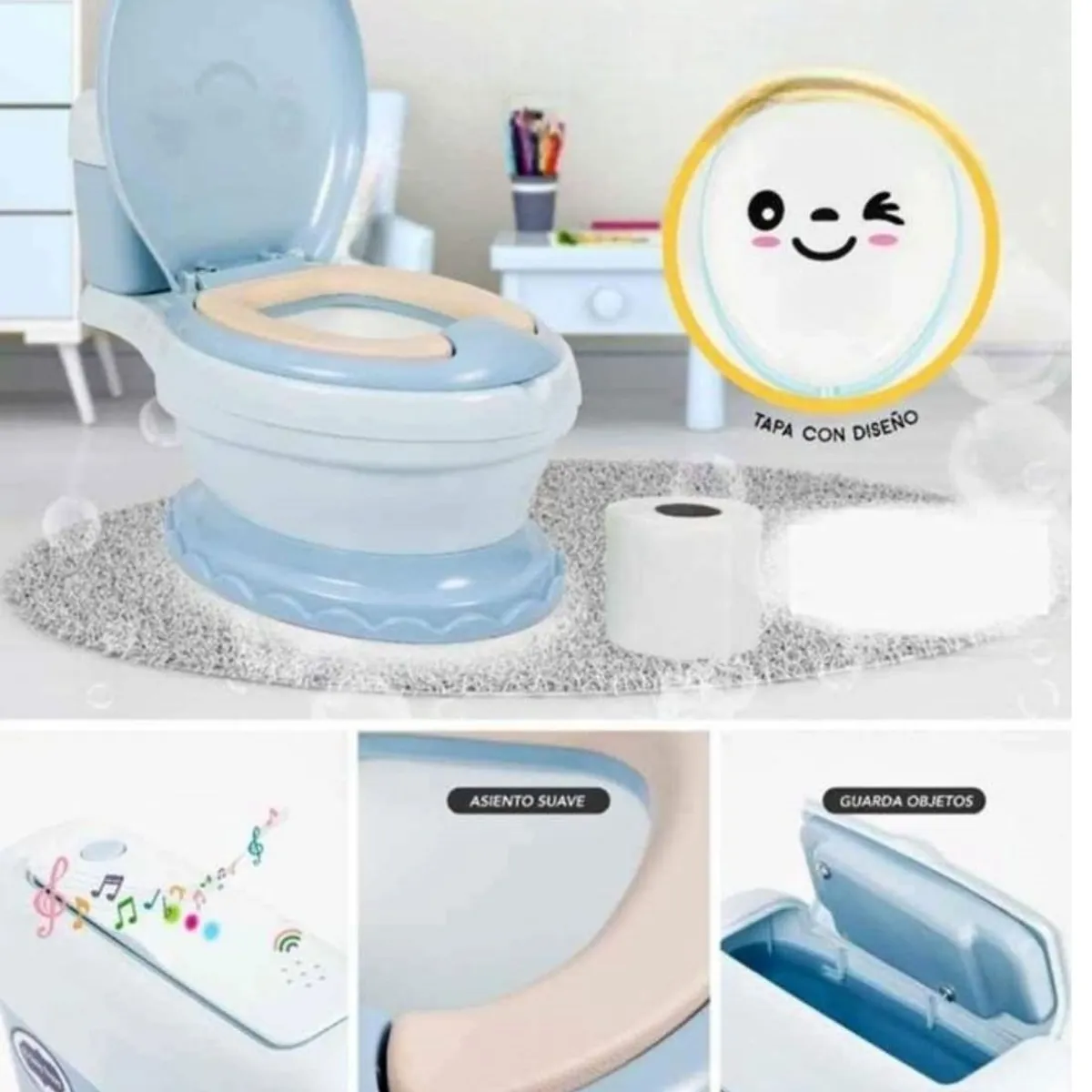 ABS - Inodoro Bacin de Entrenamiento Musical Color Celeste