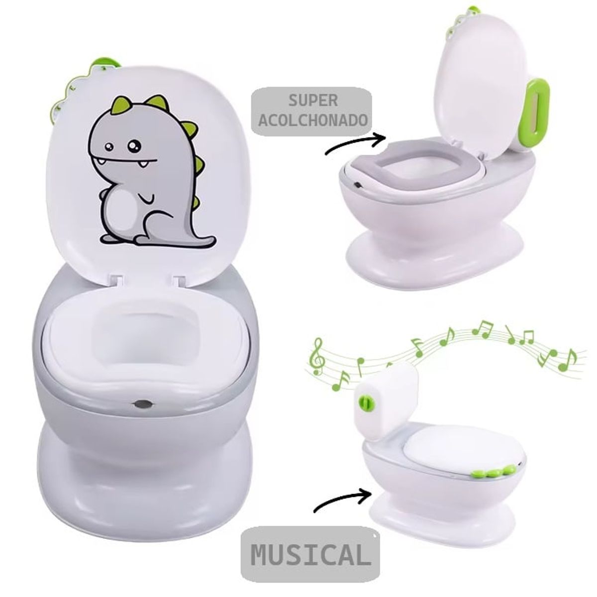 EBABY - MI PRIMER BAÑO TIPO INODORO  EBABY DINOSAURIO BLANCO