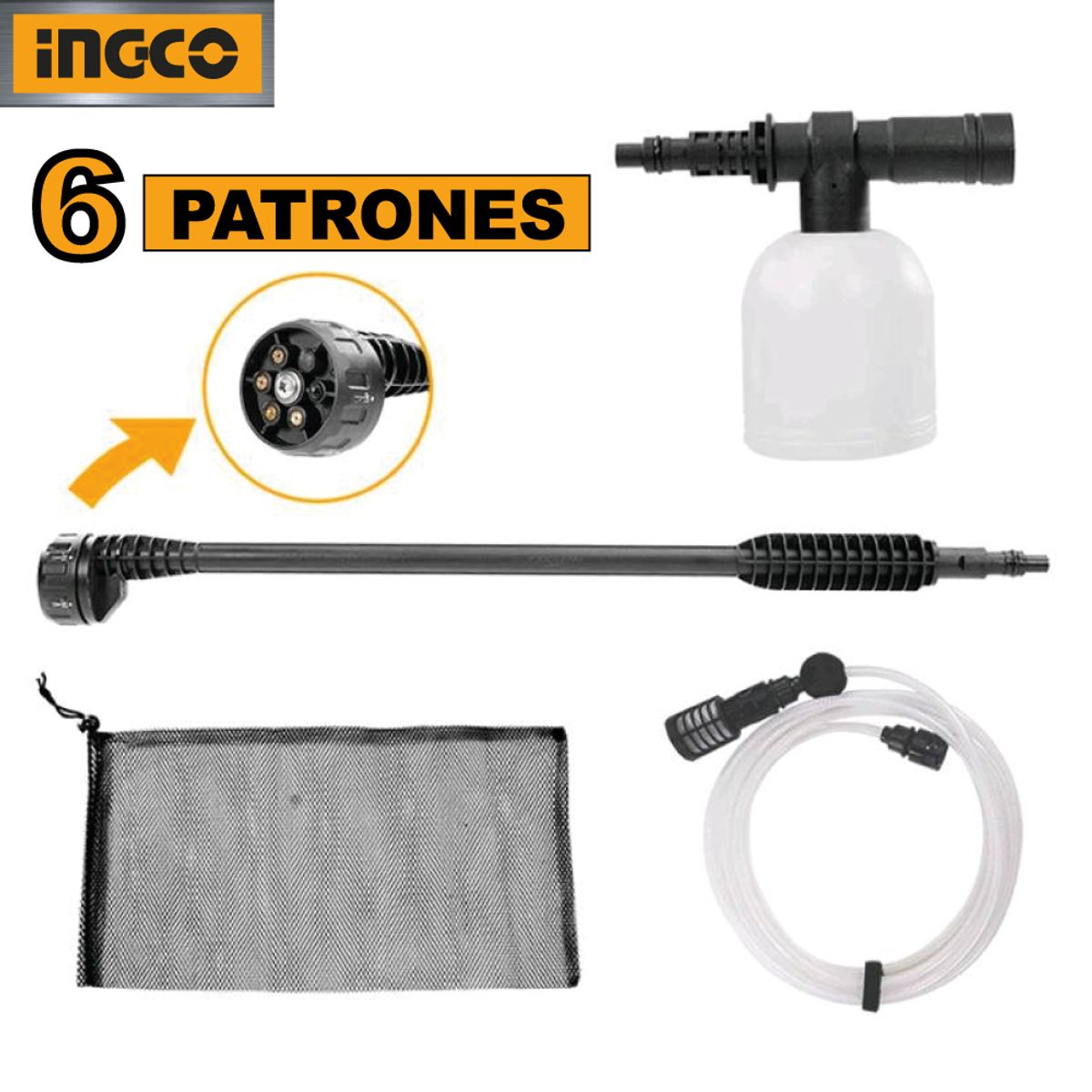 INGCO TOOLS - Hidrolavadora Inalámbrica INGCO 20V P20S Batería 20AH + Kit de Accesorios CPWLI20082