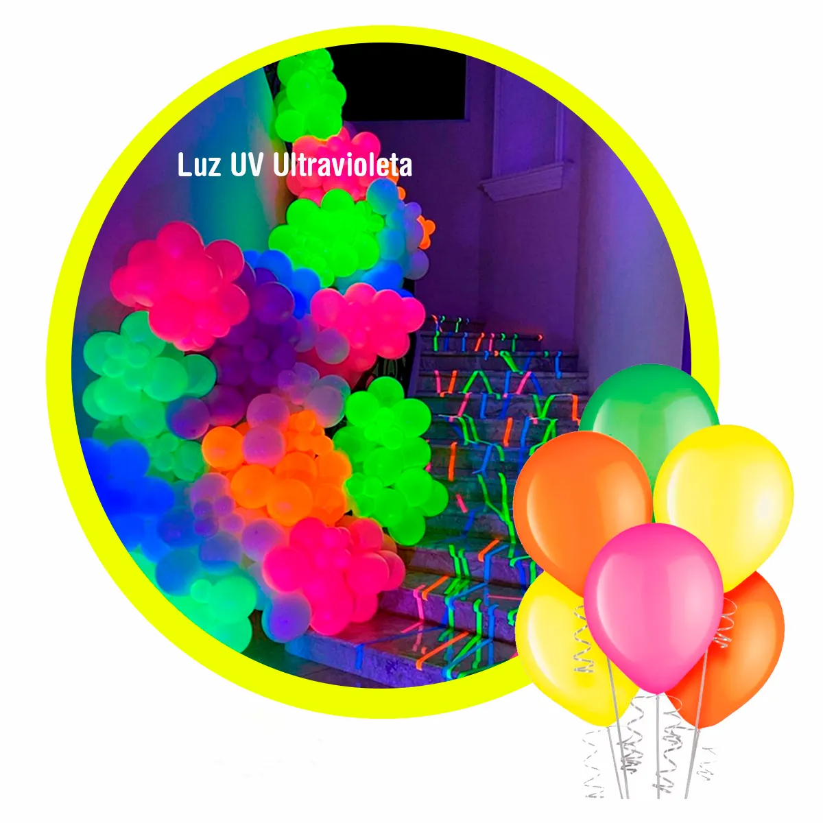 CASA FIESTA - Globo Latex 9" Neón  Marca Fiesta Bolsa x 100 unds